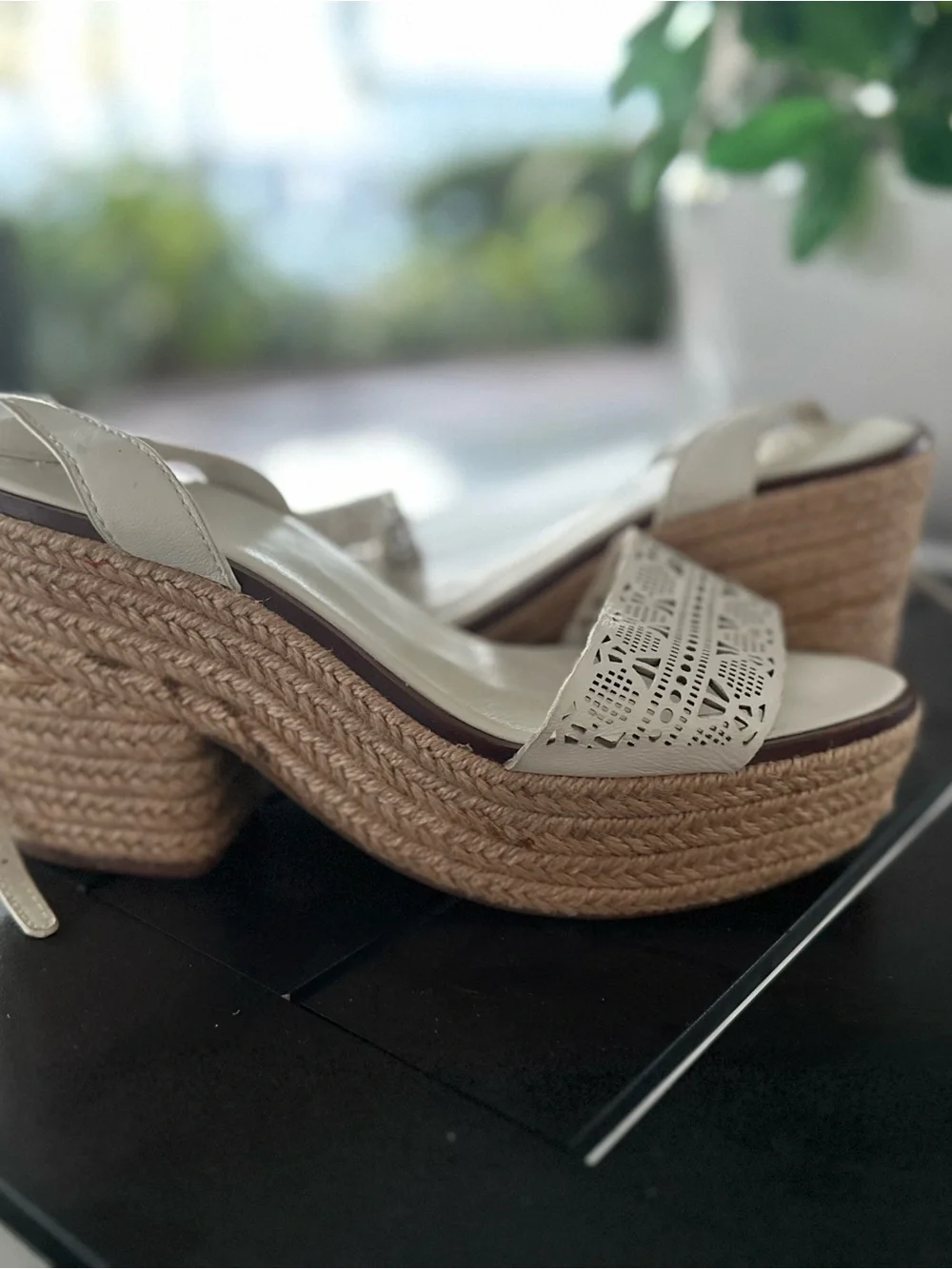 Tory Burch Women’s Cream Espadrille Platform Sandals